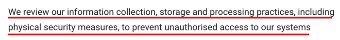 Google Privacy Policy information security clause