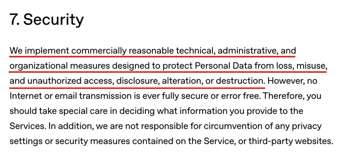 OpenAI Privacy Policy security clause