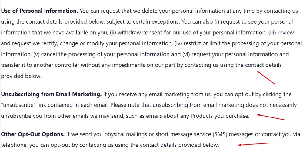 Ryan Robinson Privacy Policy excerpt