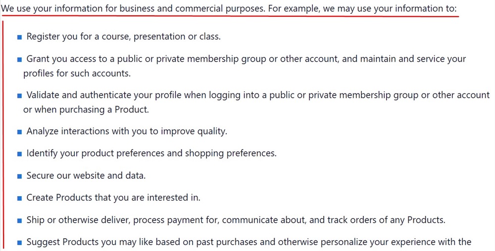 Ryan Robinson Privacy Policy information used clause