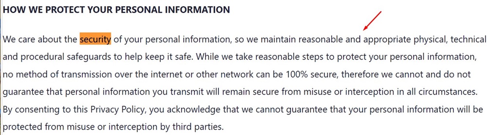 Ryan Robinson Privacy Policy security clause