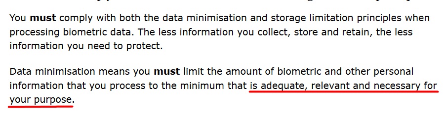 UK Data Commissioner data minimisation info