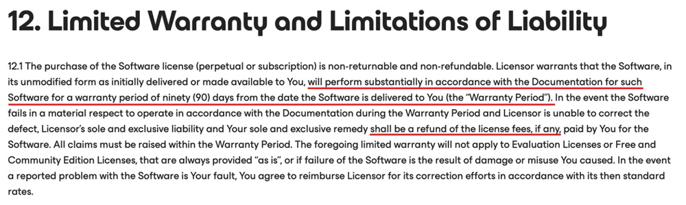 Veeam EULA warranty and liability clause