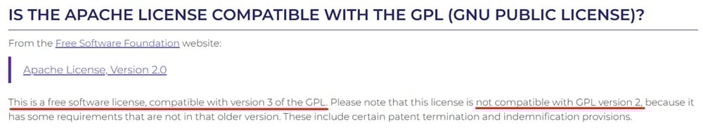 Apache License 2.0 not compatible with GNU GPL Version 2