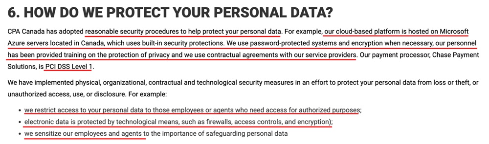 FRAS Canada: How do we protect personal data in Privacy Policy