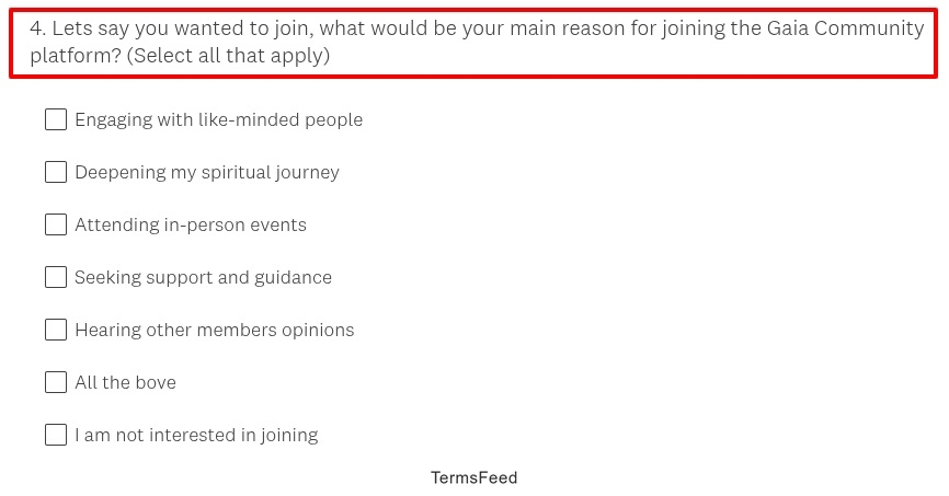 Gaia Reason for Joining survey question