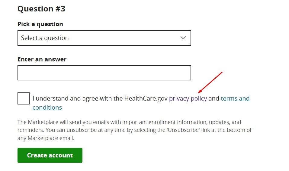 HealthCare: Users signing up for an account must tick a box