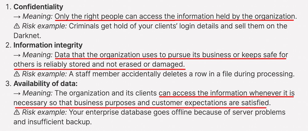ISO 27001: Principles of Confidentiality, Integrity and Availability