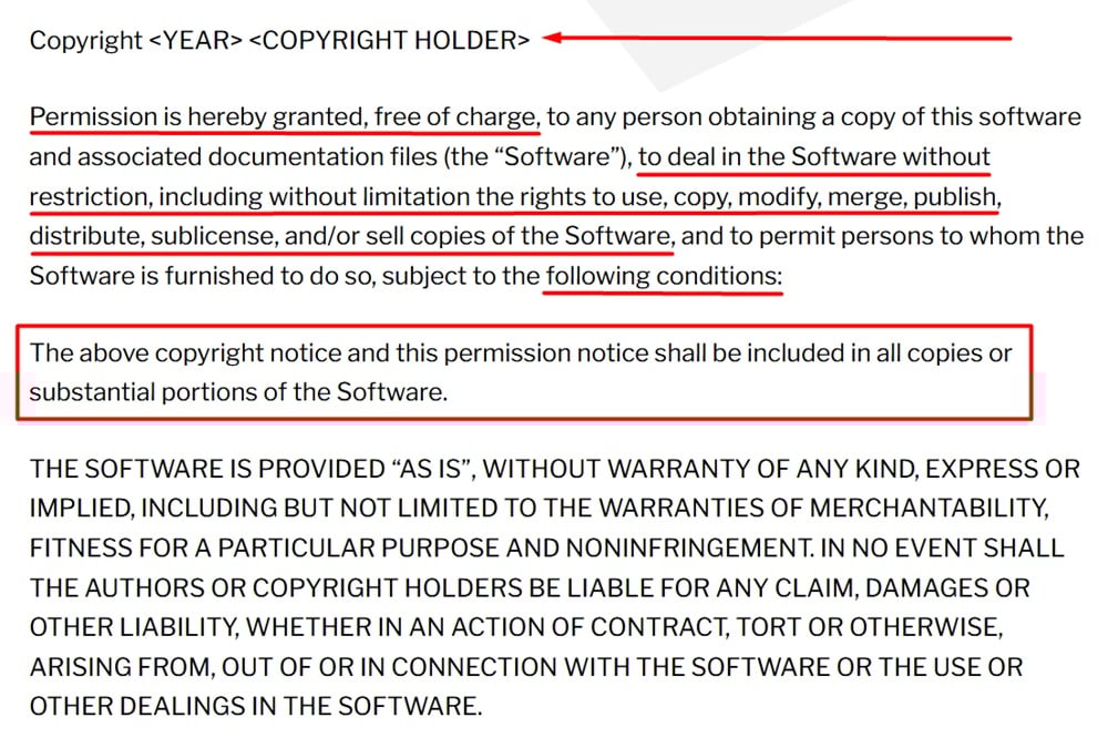Open Source Initiative: MIT License: Example of Copyright Notice