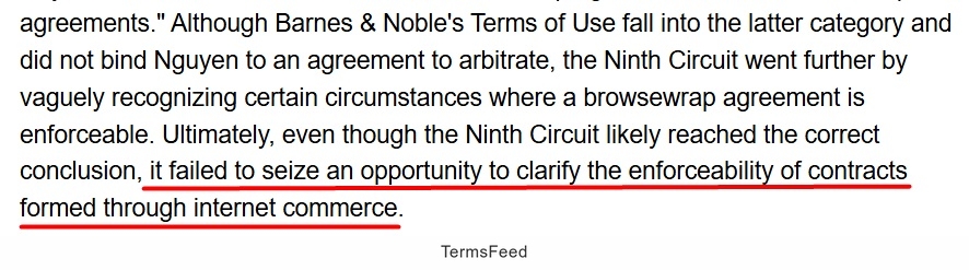 PennState Law: Ninth Circuit on browsewrap percedent