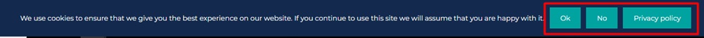 Axial3D cookie banner showing accept and reject options