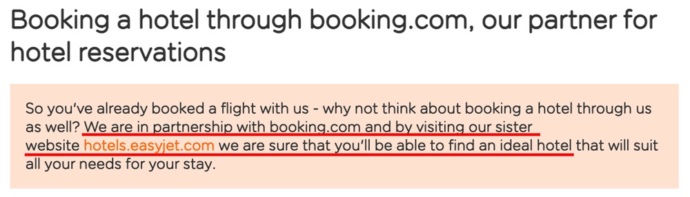 Booking.com and EasyJet cross-promotion sharing user data for second-party marketing offers