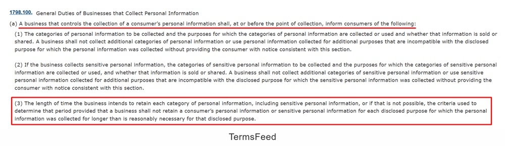 CCPA Section 1798.100: General Duties of Businesses that Collect Personal Information