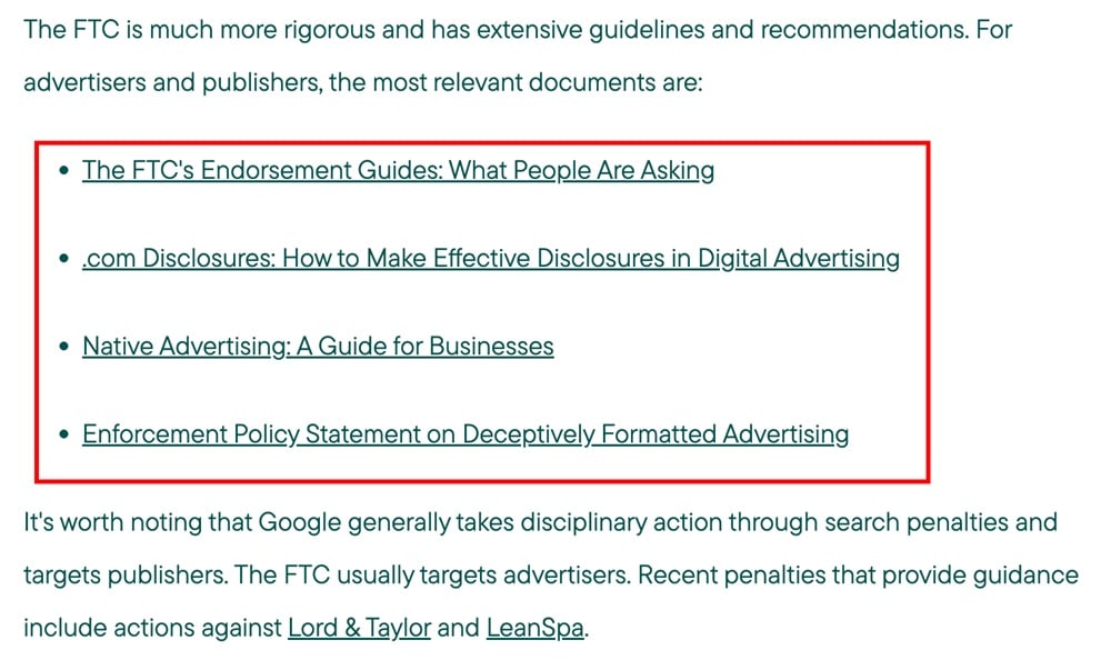 CJ Affiliate disclosure and compliance instructions example
