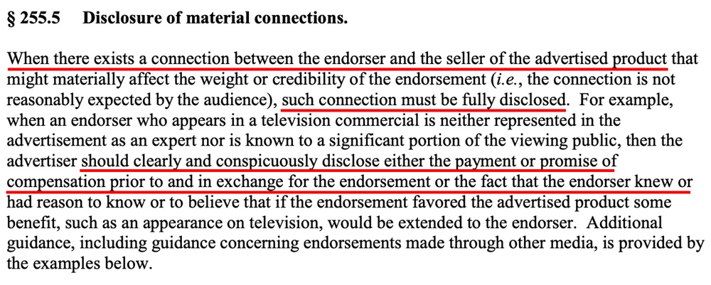 FTC Guides: Use of Endorsements and Testimonials in Advertising