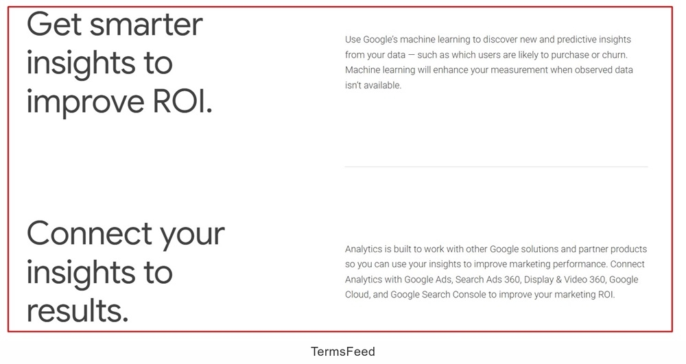 Image of the Google Analytics homepage. Used to visually introduce Google Analytics to readers.