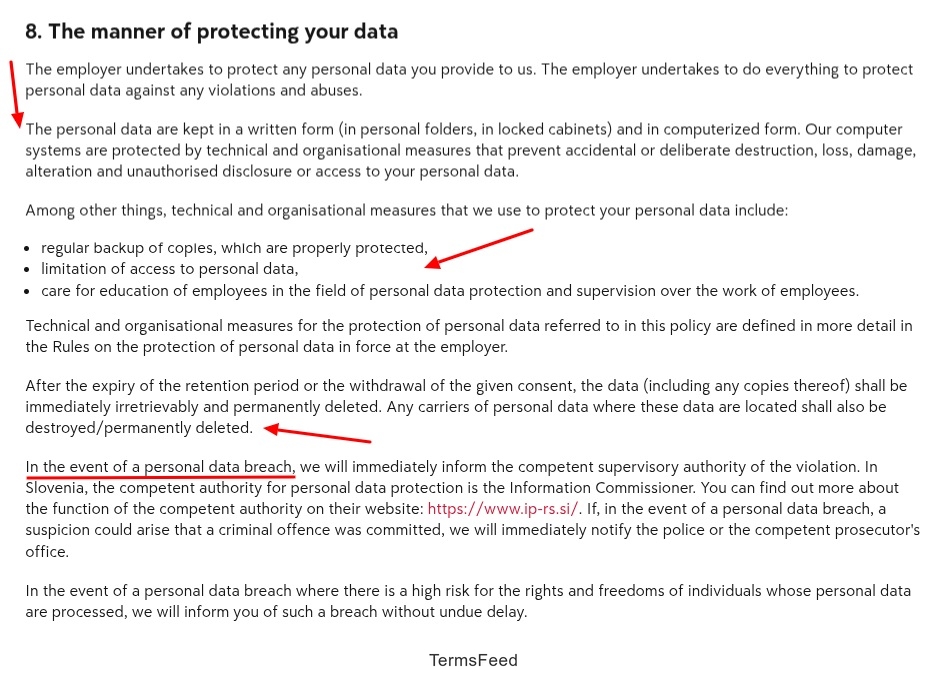 Medis HR Privacy Policy - Security clause
