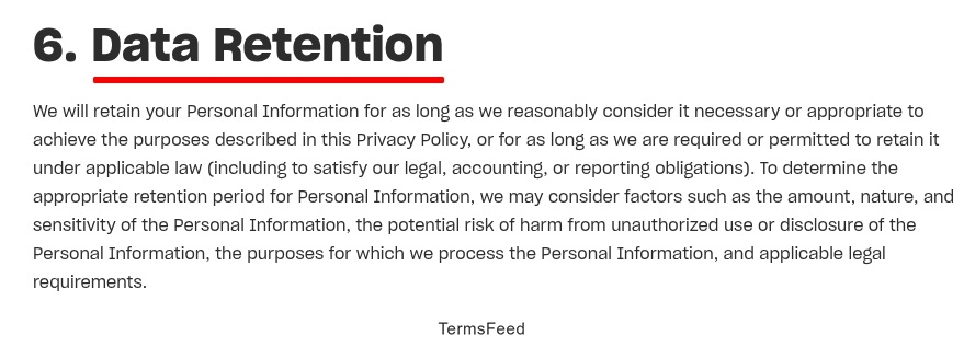 Misfits Market Privacy Policy - Data retention clause