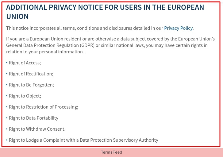 ABIOMED Privacy Notice - EU GDPR rights clause