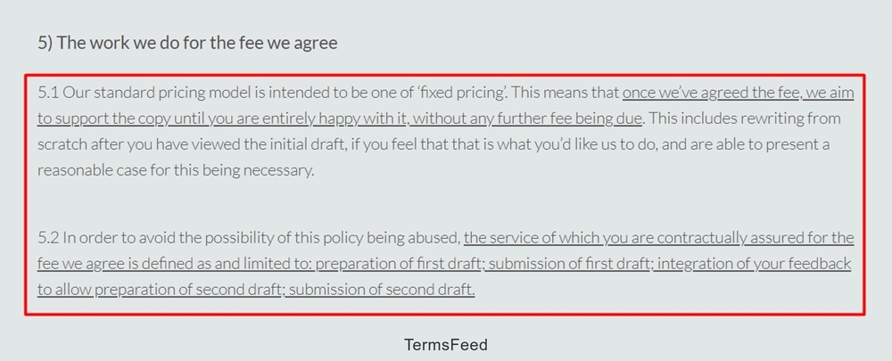 Big Lessons Limited Terms and Conditions: Scope of service clause