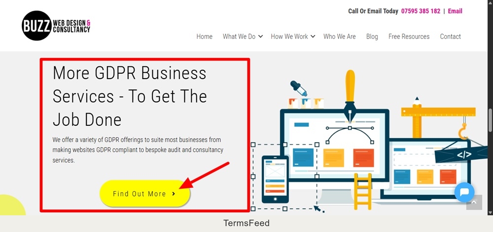 Buzz Web Design - GDPR find out more button