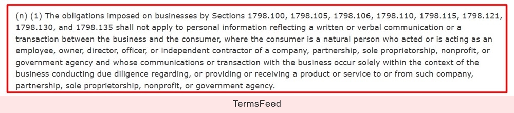 CPRA Section 1798.145: B2B Exemption