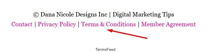 Dana Nicole Designs website footer