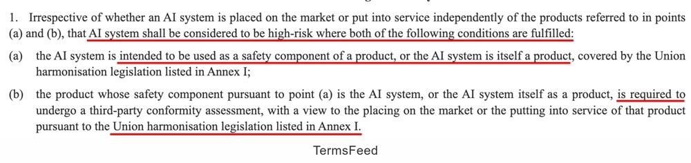 Screenshot of EU AI Act Annex 1
