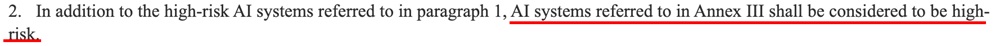 Screenshot of EU AI Act Annex 3