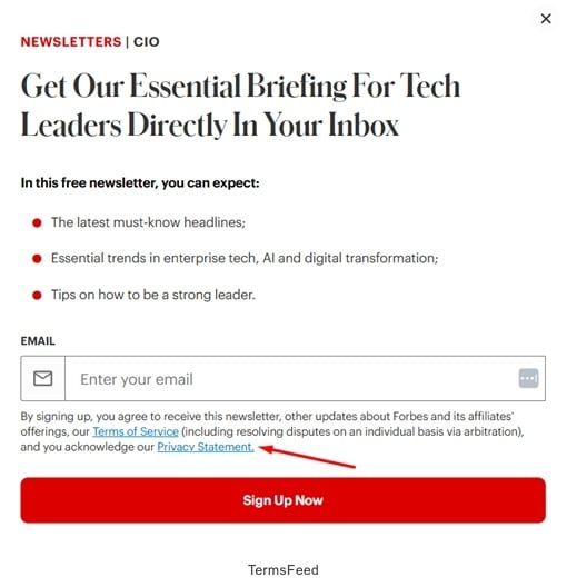 Forbes Email Newsletter Sign Up