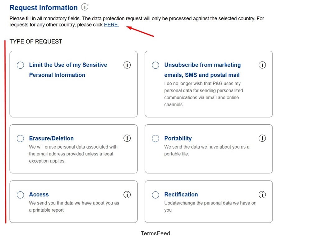 P and G: Privacy Preferences Center: Country specific information