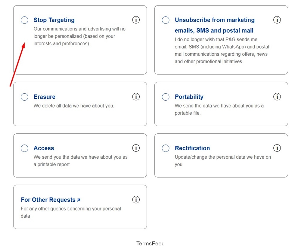P and G: Privacy Preferences Center: Privacy Choices