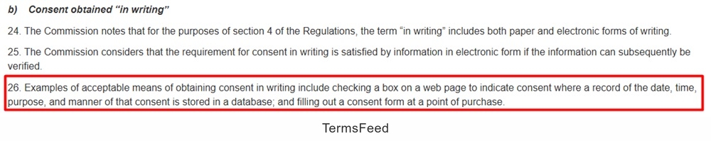 A part of the CASL suggesting businesses to maintain accurate records to prove written consent