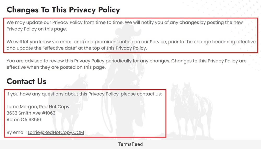 Red Hot Copy Privacy Policy: Changes to this Privacy Policy