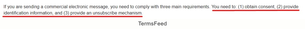 A snippet from the Canadian Radio-television and Telecommunications Commission explaining CASL regulations