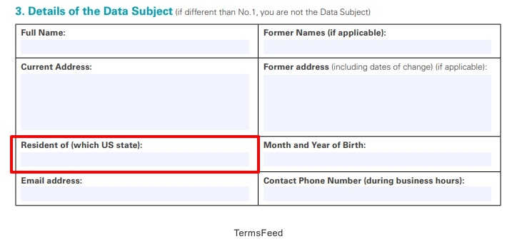 USA DSR intake form example - Resident highlighted