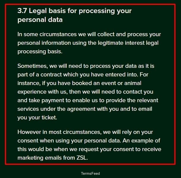 ZLS Privacy Policy: Legal basis