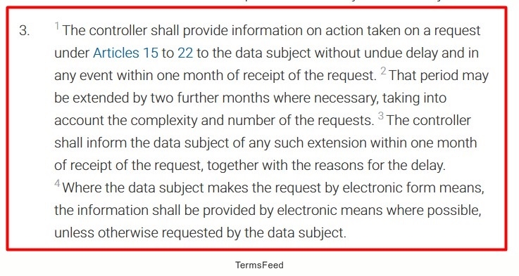 GDPR Article 12: You must respond to Privacy Requests in one month
