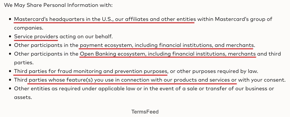 Mastercard Privacy Policy: We may disclose Personal information