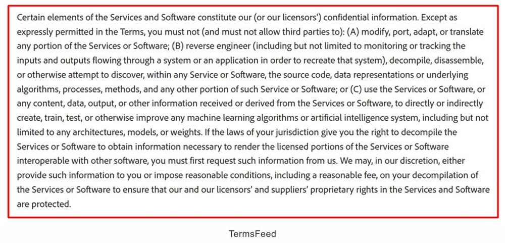 Adobe's General Terms of Use providing guidelines on Adobe software usage