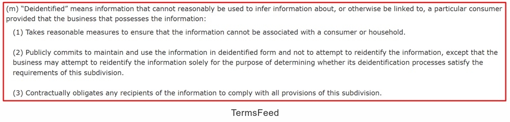 CCPA Section 1798.140(m): Definition of Deidentified