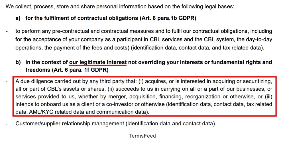 ClearStream Privacy Policy Legitimate Interest Due Diligence