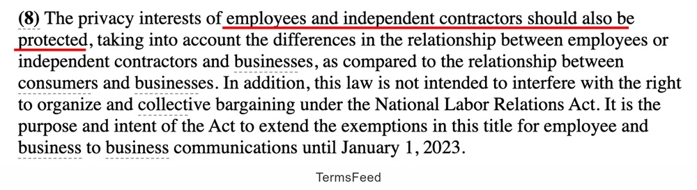 CPRA Text says that privacy rights of employees must be protected