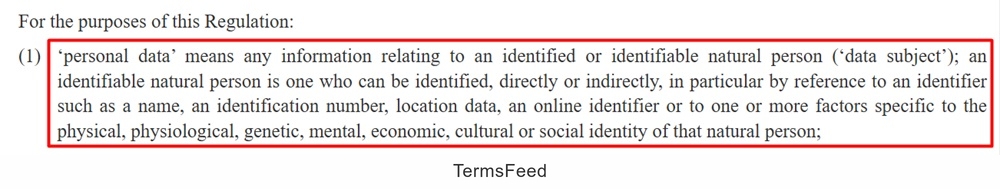 EUR LEX GDPR Article 4(1): Definition of Personal Data