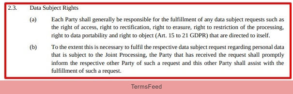 European DataWarehouse Joint Controller Agreement - Data subject rights section