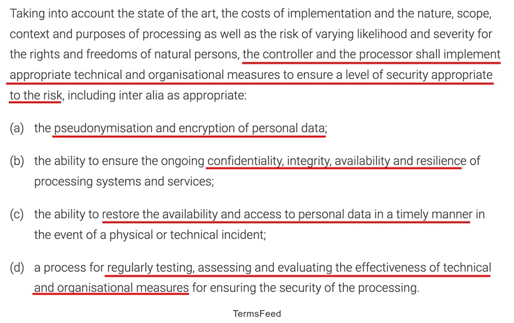 GDPR Article 32: Technical and organisational measures are required