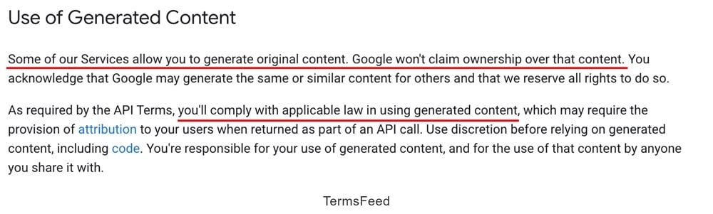 Google Gemini Terms and Conditions: Use of Generated Content