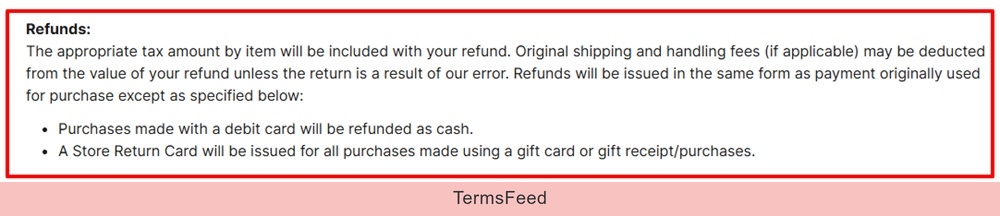 Michaels Refunds information