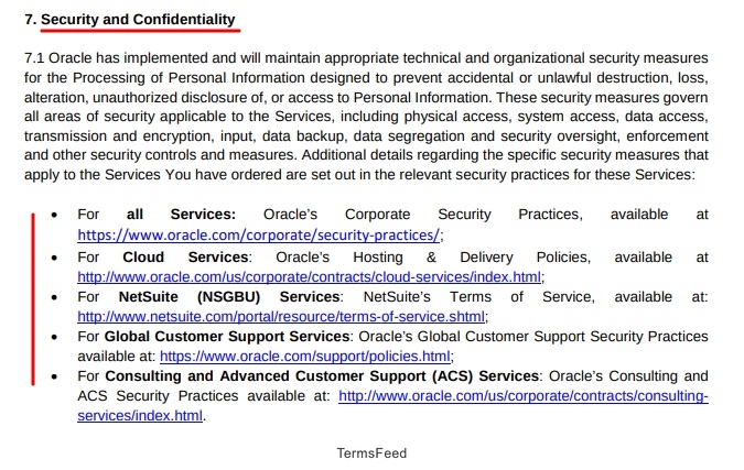 Oracle DPA: Security and Confidentiality section