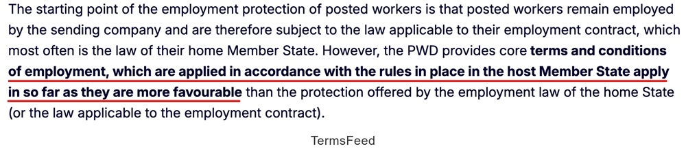 Posted Workers Directive: Labour Laws based on Employer Country